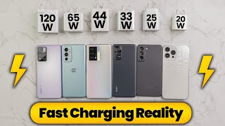 Reality of Fast Charging Smartphones😶  120 vs 65 vs 44 vs 33 vs 25 vs 20 Watts Charging Test [upl. by Elmore]