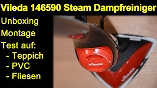 Vileda 146590 Dampfreiniger Mop  Auspacken Montage Test Teppich PVC Fliesen Review de [upl. by Aneelak]