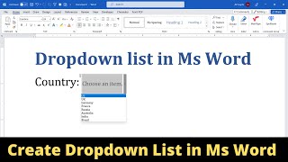 How to create and edit drop down list in Ms Word 2023 [upl. by Jansson856]