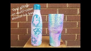 Opal Glitter on MultiColor Alcohol Ink Base  Glitter Tumbler Tutorial  Morgan Capps [upl. by Krista]