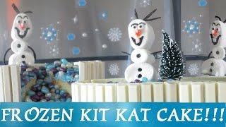 FROZEN KIT KAT Cake w Marshmallow Olaf amp Frozen Icicle Jelly Beans Easy Inspired by Disney Movie [upl. by Airahcaz]