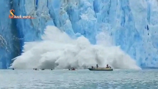 Shocking huge glacier calving creates massive tsunami wave 2017  shock wave [upl. by Sylvester625]