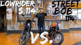 Harley Davidson Lowrider S VS Harley Davidson Street Bob 114 [upl. by Nerhtak]