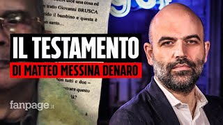 Roberto Saviano racconta lultimo interrogatorio di Messina Denaro quotÈ il suo testamento” [upl. by Anilehcim]