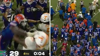 Floridas bench clears after Graham Mertz takes illegal hit in final play vs Tennessee 👀 [upl. by Gradeigh]