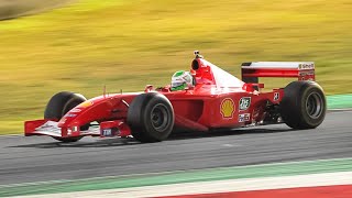 Ferrari F2001 F1 V10 at Mugello Circuit Accelerations Fly Bys amp Sound [upl. by Luoar]