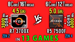 Ryzen 7 3700x OC vs Ryzen 5 7500F Test in 13 Games or R5 7500F vs R7 3800x [upl. by Neilson358]