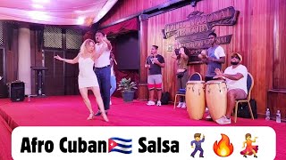 Afro Cuban Salsa  Silvio and Silvia teaching salsa in Havana Cuba  African Diaspora [upl. by Alakim]