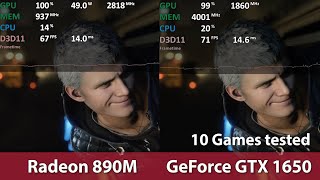 GeForce GTX 1650 vs Radeon 890M Ryzen AI 9 HX 370 Comparison in 10 Games at 1080p [upl. by Hamish]