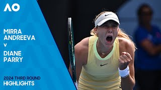 Mirra Andreeva v Diane Parry Highlights  Australian Open 2024 Third Round [upl. by Eladnar]