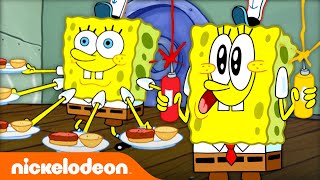 SpongeBob Cooking Krabby Patties for 20 Minutes 🍔  Nickelodeon Cartoon Universe [upl. by Berenice]