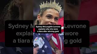 Sydney McLaughlinLevrone explains why she wore a tiara after winning gold [upl. by Annaehs]