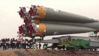 Expedition 27 Crew Prepares for Launch as their Soyuz Rocket Move to Launch Pad [upl. by Adnilev697]