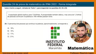 09  Questão 24 IFMA 2022  Forma Integrada [upl. by Acisset]