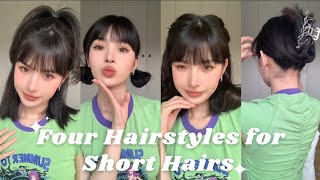 Back to school  4 Easy Hairstyles for Short Hair 💫 2023 hairstyles female [upl. by Yvor155]