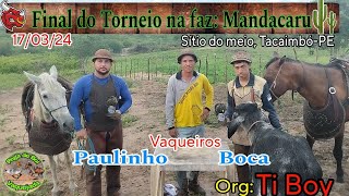 Ganhadores do Torneio da Faz Mandacaru na Org Ti Boy em TacaimbóPE 170324 [upl. by Schacker]