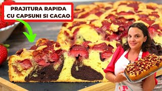 PRAJITURA RAPIDA 👉  10 linguri  cu 🍓CAPSUNI si CACAO  Anyta Cooking [upl. by Mihalco]