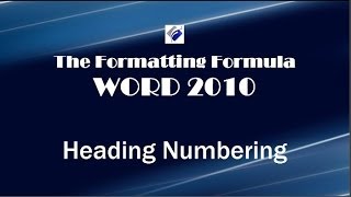 Word 2010 Heading Numbering [upl. by Alodie]