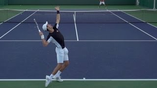 Novak Djokovic Serve In Super Slow Motion 3  Indian Wells 2013  BNP Paribas Open [upl. by Boynton]