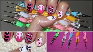 5 EASY Designs using Nail Dotters [upl. by Mylander853]