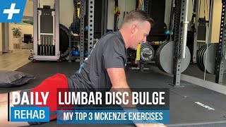 My Top 3 McKenzie Exercise for Lumbar Disc Bulges  Tim Keeley  Physio REHAB [upl. by Teragramyram677]