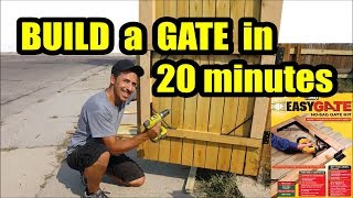 DIY wooden Gate in 20 minutes with Homax Easy Gate Kit [upl. by Catto]