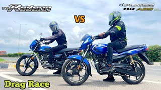 Bajaj Platina 110 ABS Vs TVS Radeon 110  Drag Race  Who Will Win [upl. by Salaidh482]