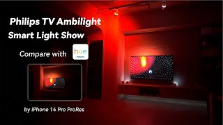 Philips 電視 Ambilight 沉浸式情境燈光效果  65OLED706  Hue Light  iPhone 14 ProRes 影片拍攝 [upl. by Velasco]