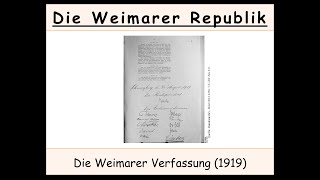 Weimarer Verfassung erklärt Weimarer Republik [upl. by Roer421]