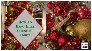 How to Hang Exterior Christmas Lights on Your House Icicle Lights [upl. by Eireva]