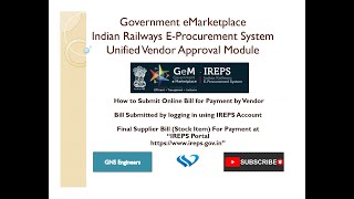 How to Submit New Bill Online for Payment at IREPS Portal  Stock Item for Goods amp Supply  Part 1 [upl. by Ayaet]