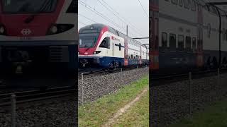 SBB Stadler Miss Durchfahrt zwischen Rupperswil und Aarau bahn swissrailway railway train [upl. by Ameehs]