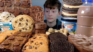 ASMR Chocolate Chip Brownie Desserts Cookie Dough Ice Cream Brownie Dough Blondie Oreo Cookies [upl. by Nanah]