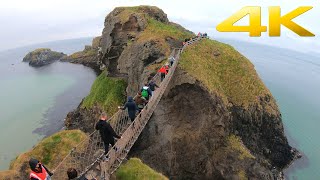 4K  CarrickaRede rope bridge in Northern Ireland [upl. by Annoved84]