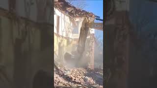 Building Gets Demolished constructionequipment demolition automobile [upl. by Airdnaz978]