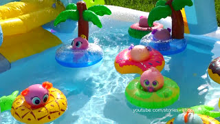 Water Toy Babies Mikro Nerlies Swim in Their Fish Tank  Toys and Dolls Fun for Kids  Sniffycat [upl. by Delahk]