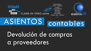 Devolución de Compras a proveedores  CONTABILIDAD  Asientos contables [upl. by Klepac]