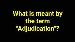 What is meant by the term quotAdjudicationquot [upl. by Antonino242]