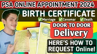 PSA ONLINE APPOINTMENT 2024 How to request BIRTHMARRIAGECENOMARDEATH CERTIFICATE ONLINETagalog [upl. by Mellitz]