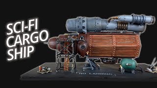 🚀 Scratchbuild Sci fi Cargo Ship Diorama How to build it [upl. by Oigufer]