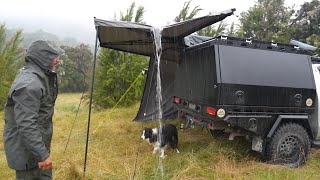 Rain Camping In Popup Car Tent [upl. by Tenahs145]