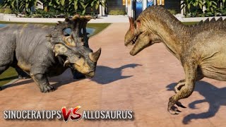 Jurassic World Evolution  Sinoceratops amp Allosaurus Breakout amp Fight 1080p 60FPS [upl. by Lramaj844]