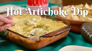 HOT ARTICHOKE DIP WITH GREEN CHILE amp CHEESE Delicious Easy Recipe Perfect for Super Bowl Party [upl. by Wiencke953]