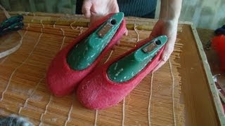 how to make felted wool shoes and slippers [upl. by Nasar]