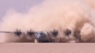 C130J Makes SPECTACULAR Dust Storm During LandingTakeoff – USAF Special Ops Prep Dirt Runway [upl. by Ellah]