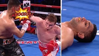 Incredible slowmo Canelo Alvarezs BRUTAL knockout of Amir Khan [upl. by Rosalie]