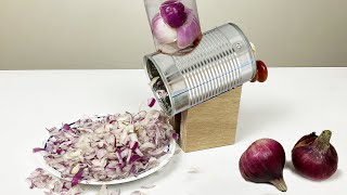 How to Make a Tin Can Onion Slicer  Onion Shredder [upl. by Mechling]