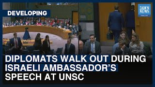 Diplomats Walk Out During Israeli Ambassador’s Speech At UNSC  Dawn News English [upl. by Losyram105]