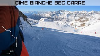 BreuilCervinia Cime Bianche Bec Carre to Valtournenche Piste 1 [upl. by Anirual]