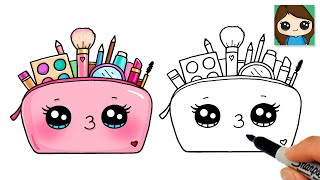 How to Draw a Makeup Beauty Bag Easy Cute 💄 [upl. by Evanne]